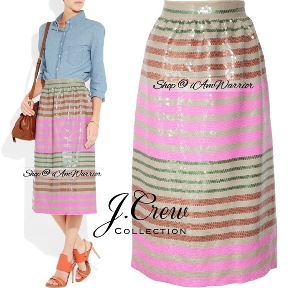 J.Crew Collection multi striped sequin midi skirt *Shop@iAmWarrior - Picture 8 of 17